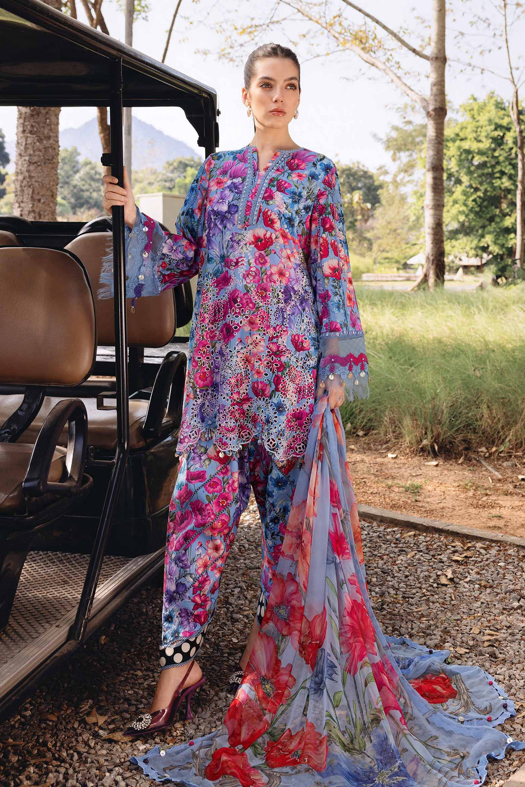 3 Piece Unstitched Embroidered Lawn Suit
