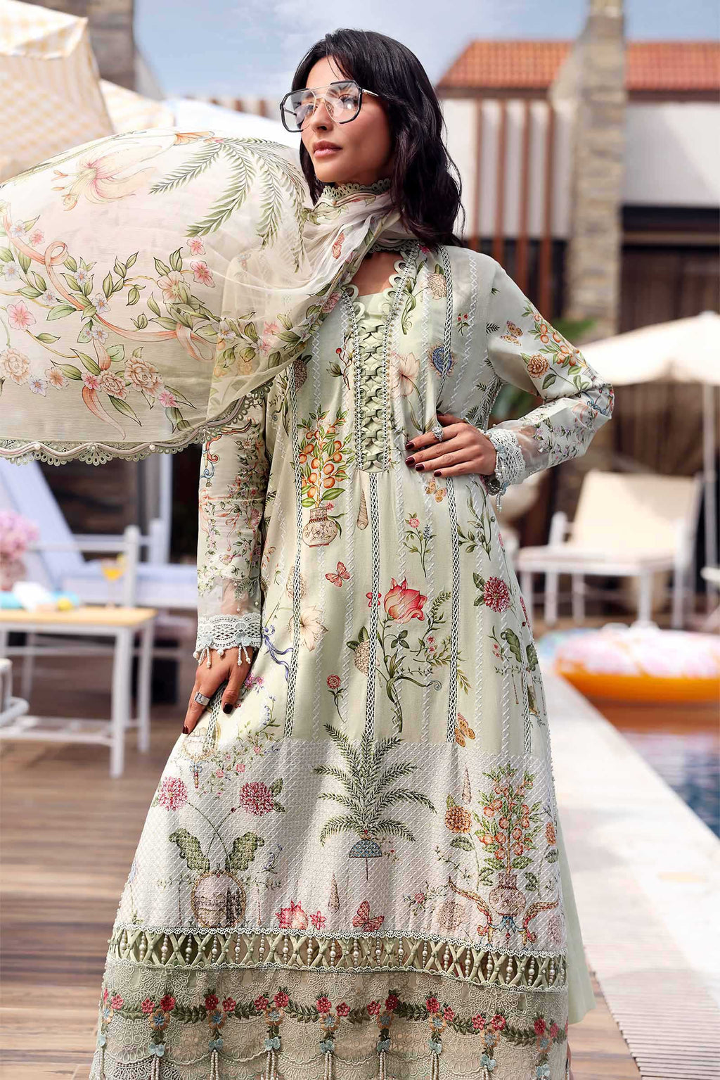 3 Piece Unstitched Embroidered Lawn Suit