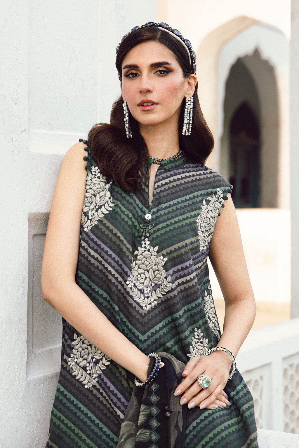 3 Piece Unstitched Embroidered Cambric Suit