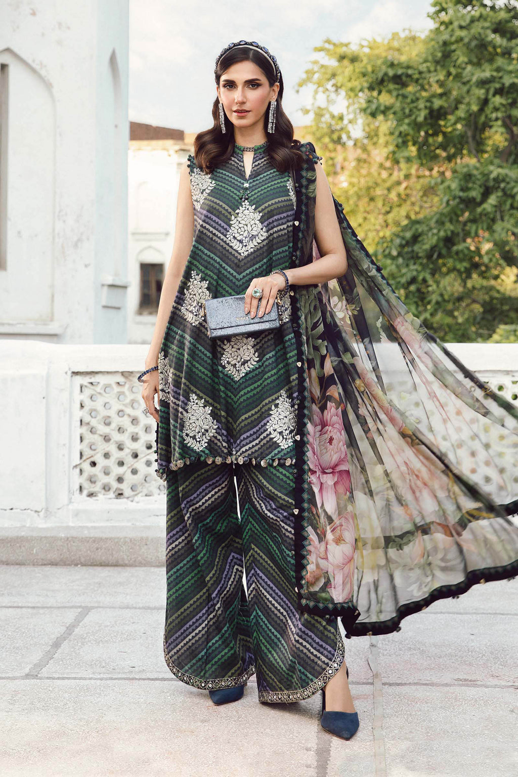 3 Piece Unstitched Embroidered Cambric Suit