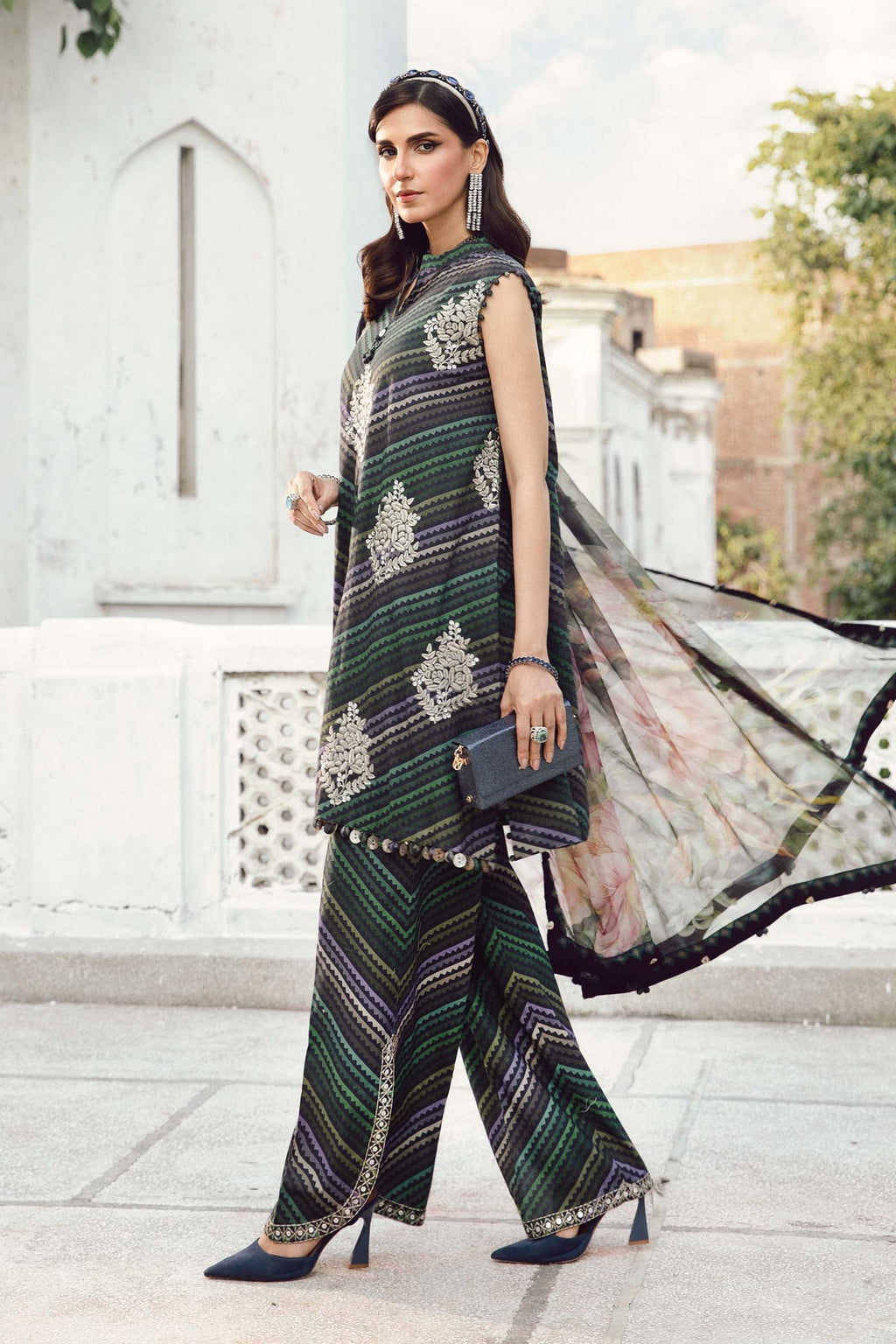 3 Piece Unstitched Embroidered Cambric Suit