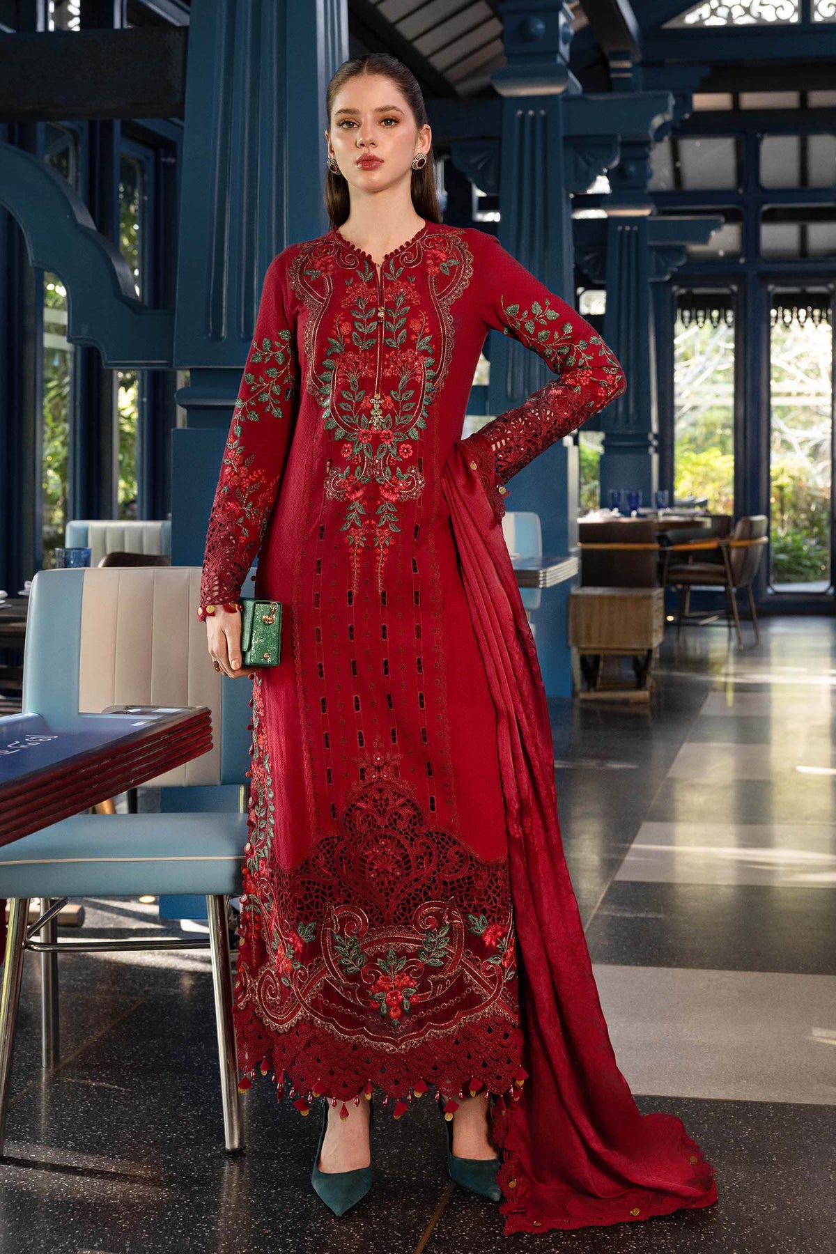 3 Piece Unstitched Embroidered Jacquard Lawn Sui