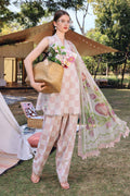 All-Over Checkerboard Print Embroidered Lawn Dress for EID & Party Wear