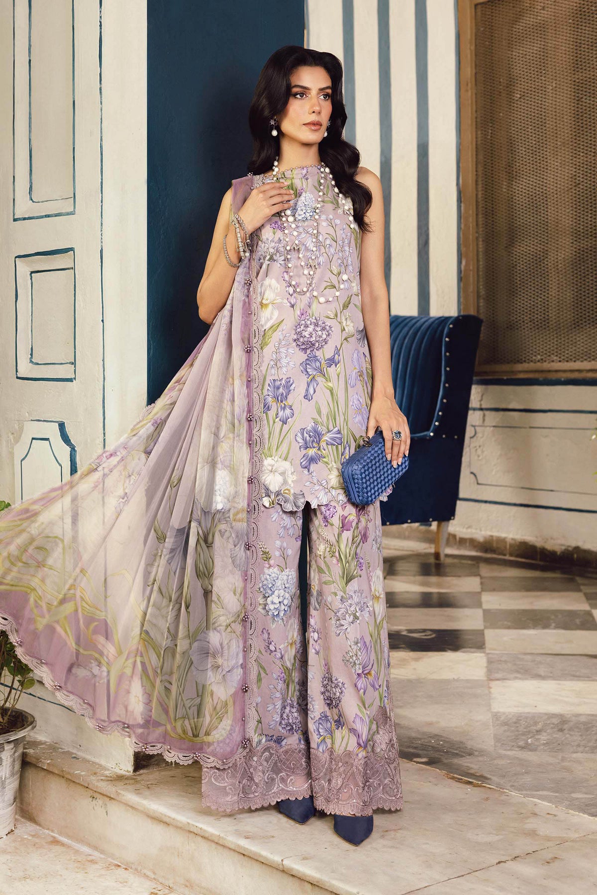 3 Piece Unstitched Embroidered Cambric Suit