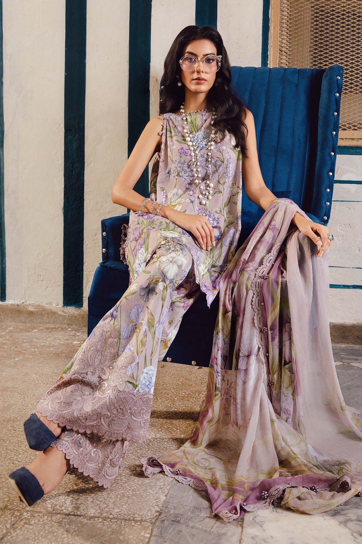 3 Piece Unstitched Embroidered Cambric Suit