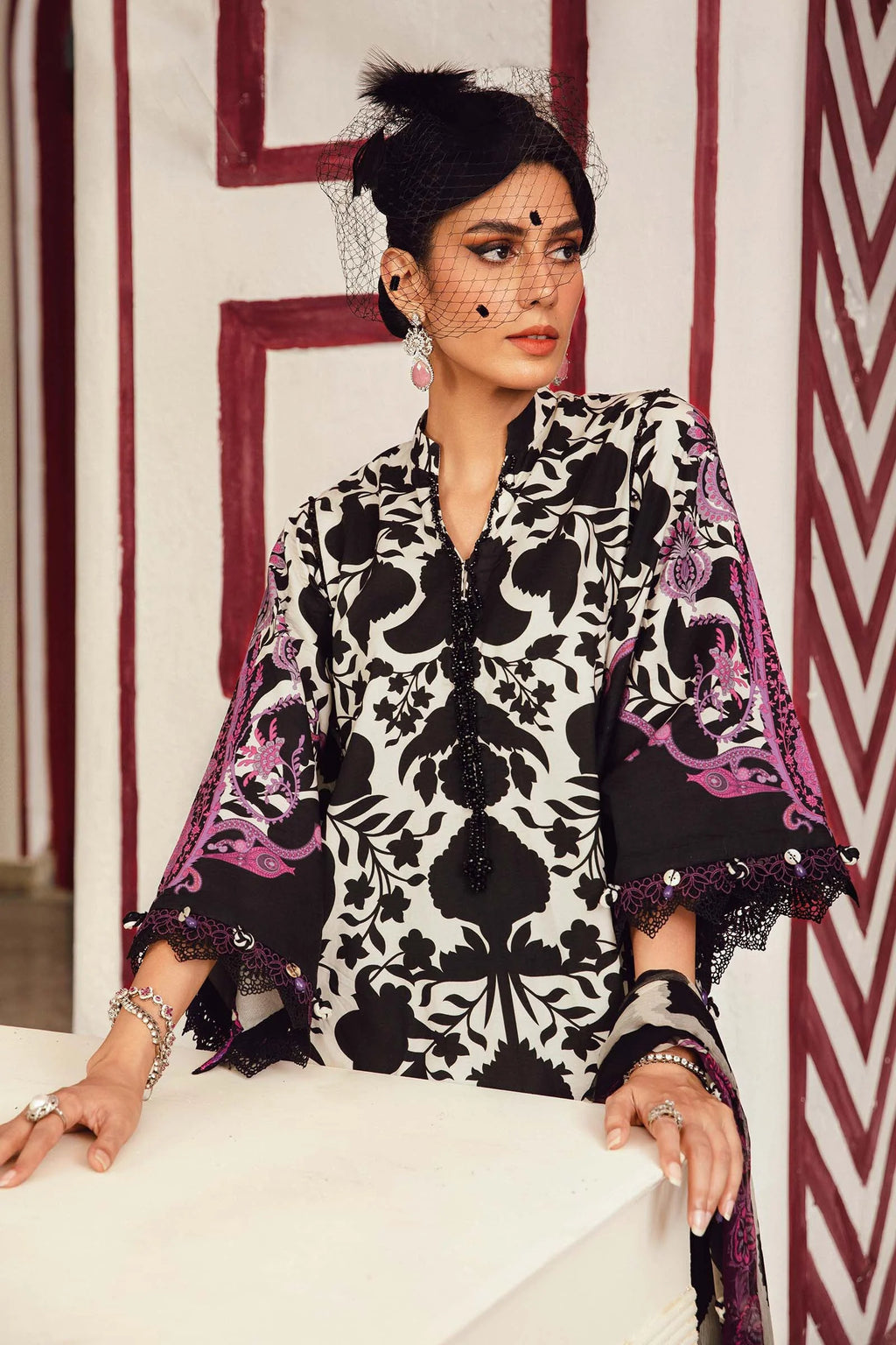 Maria.B MPrints Embroidered Cambric Unstitched 3Pc Suit
