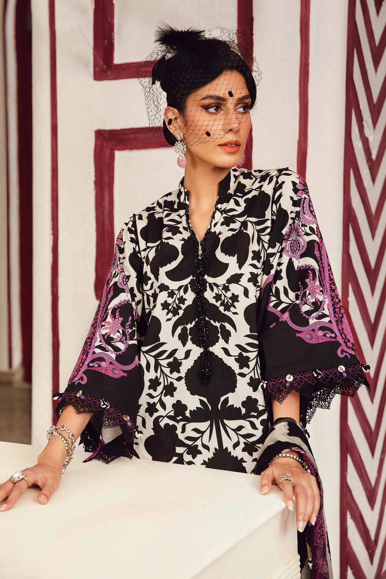 Maria.B MPrints Embroidered Cambric Unstitched 3Pc Suit