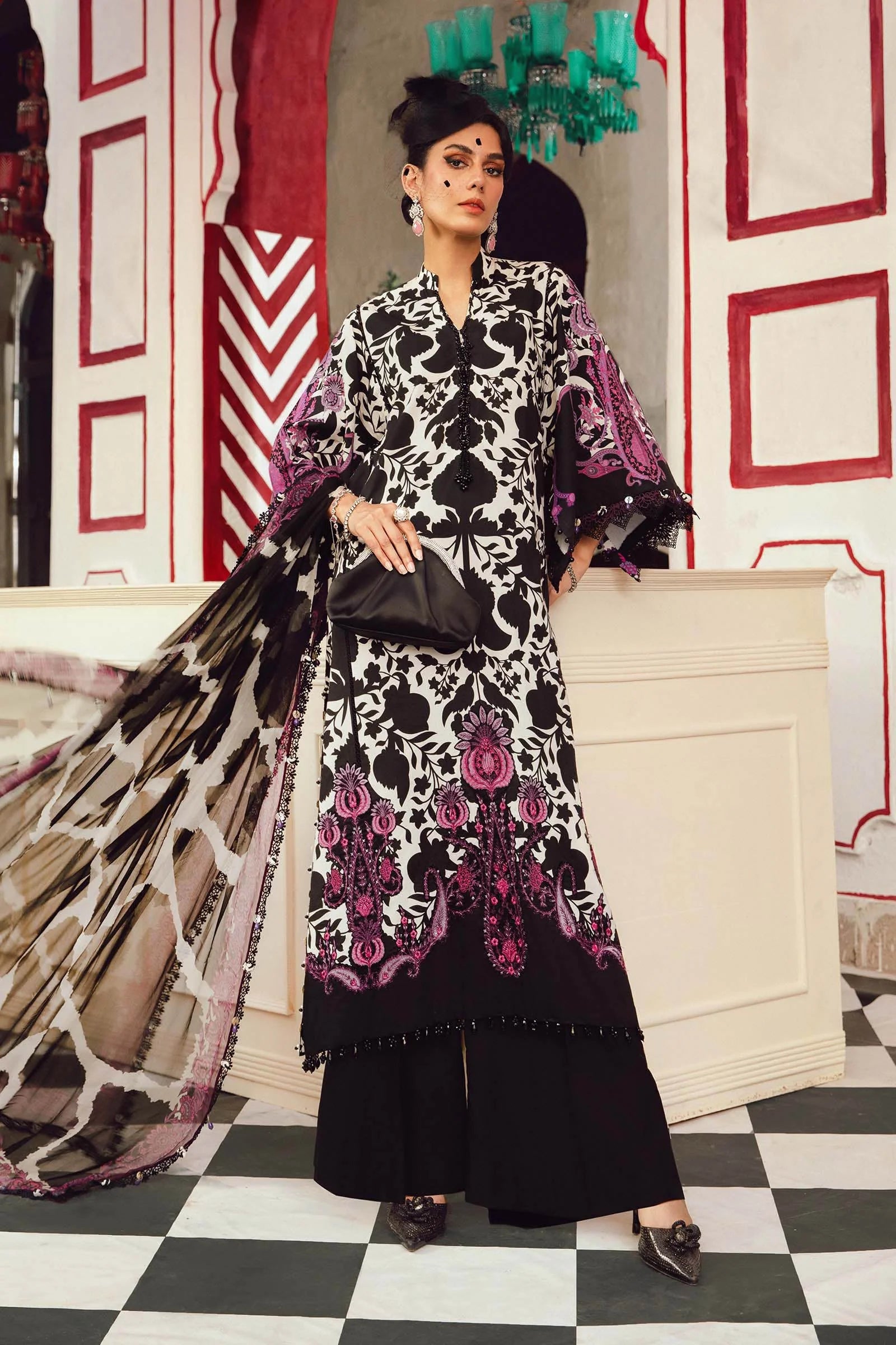 Maria.B MPrints Embroidered Cambric Unstitched 3Pc Suit