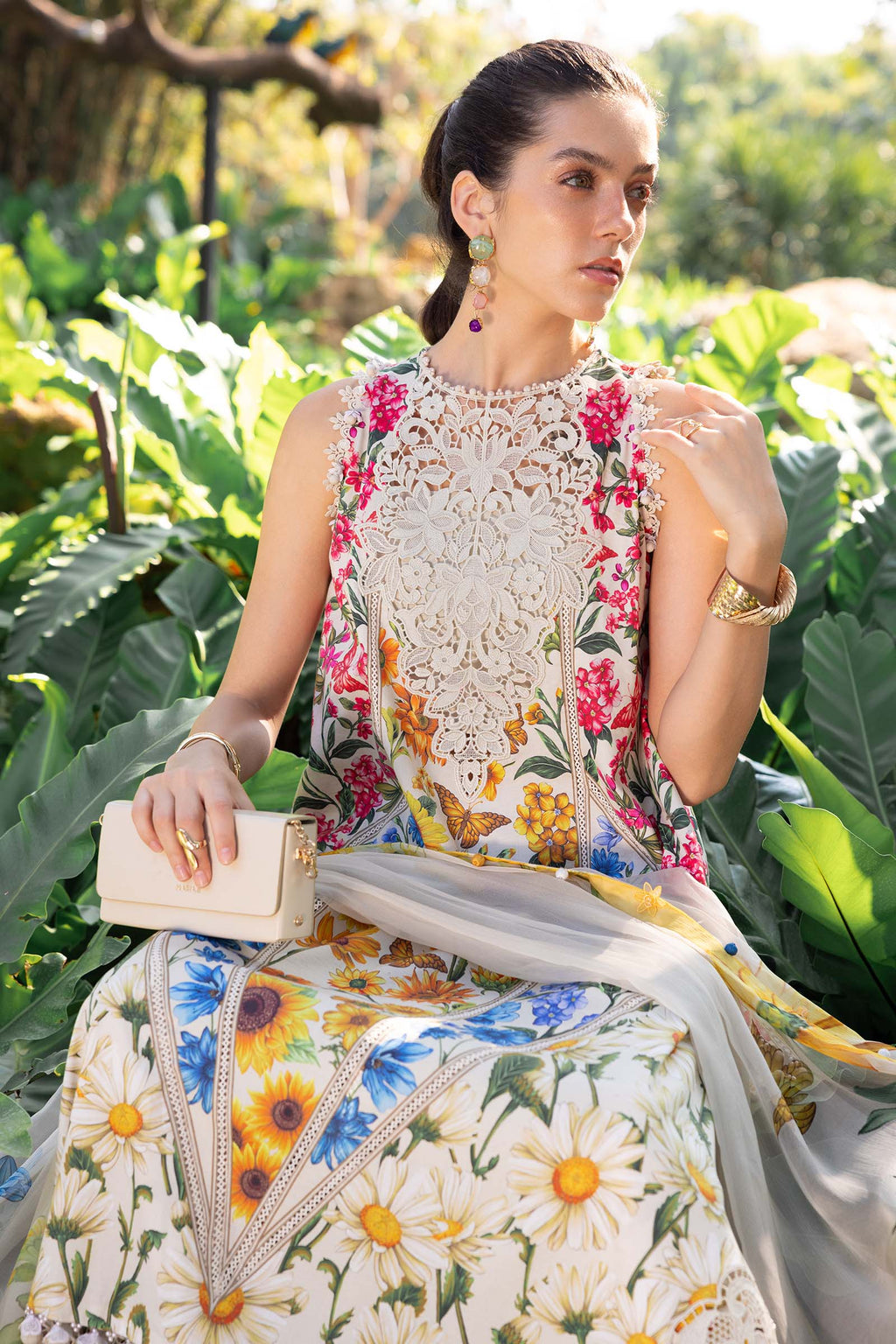Maria B Safari Embroidered MPrint Lawn Dress