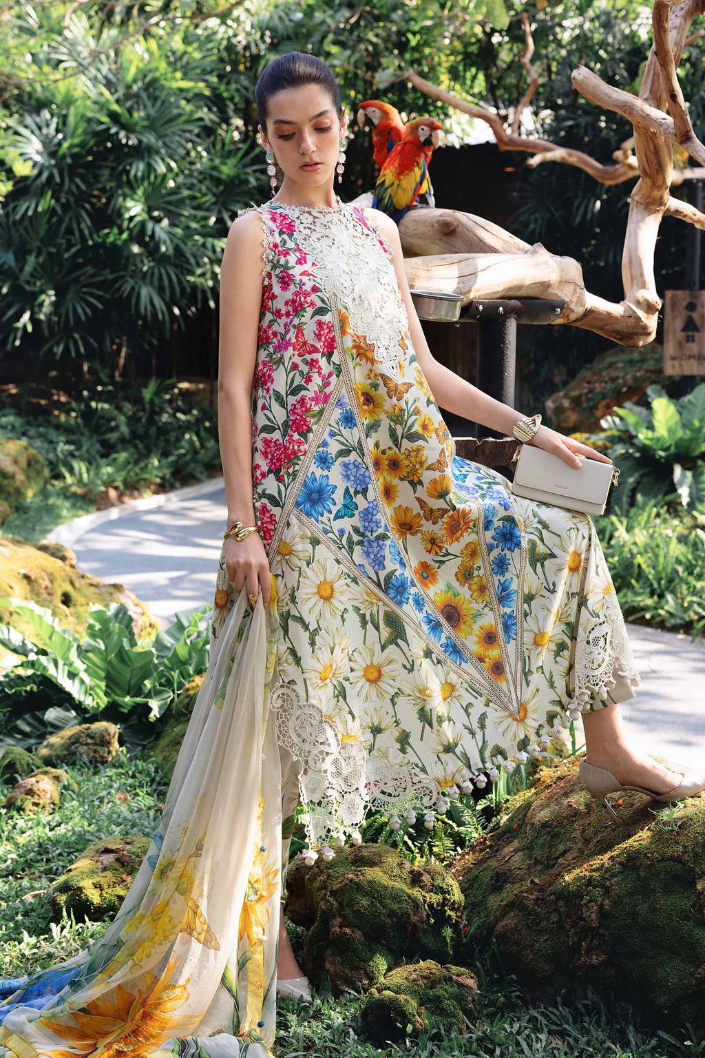 Maria B Safari Embroidered MPrint Lawn Dress