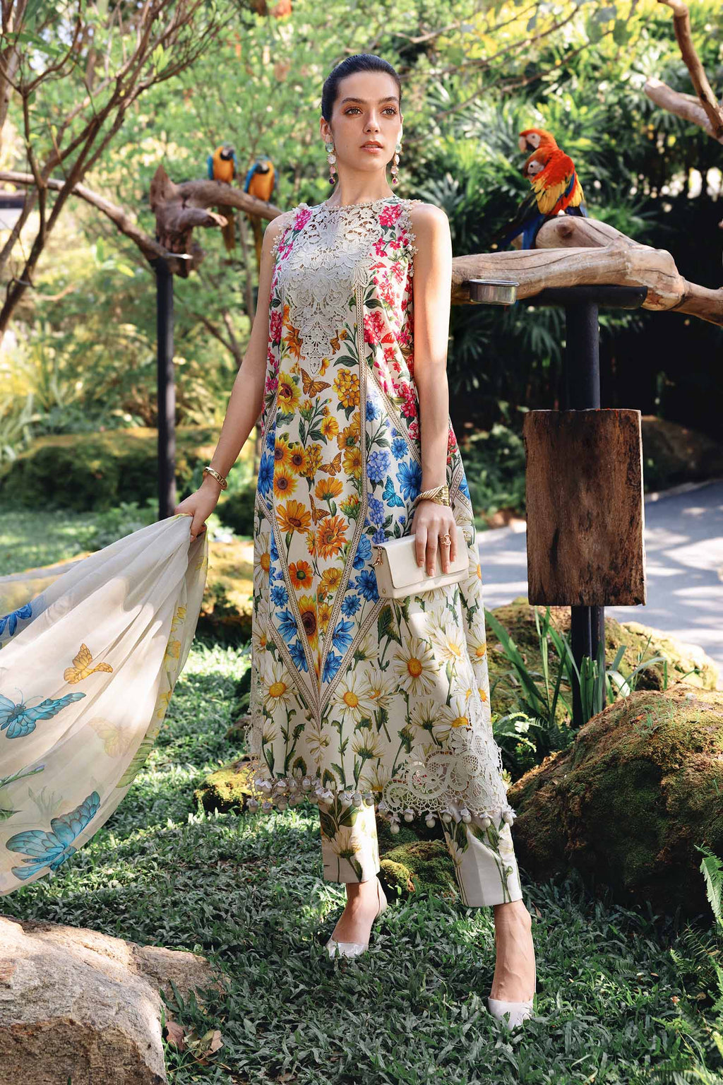 Maria B Safari Embroidered MPrint Lawn Dress