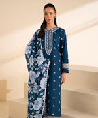 Signature Heavy Embroidered Lawn Suit with Diamond Digital Dupatta - Teal Rose