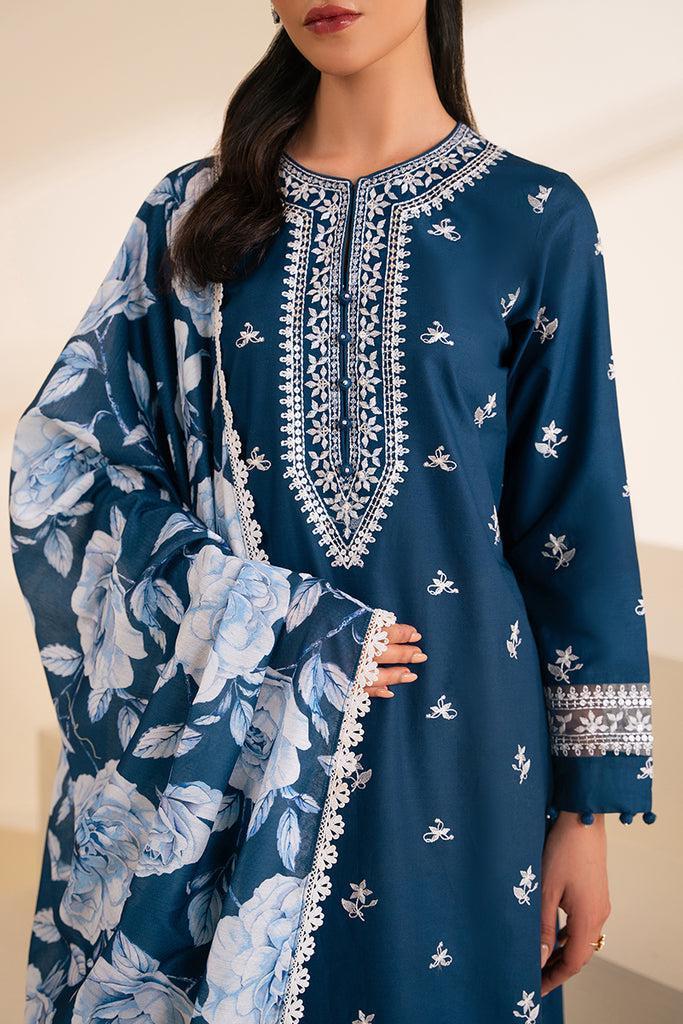 Signature Heavy Embroidered Lawn Suit with Diamond Digital Dupatta - Teal Rose
