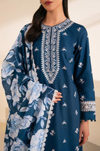 Signature Heavy Embroidered Lawn Suit with Diamond Digital Dupatta - Teal Rose