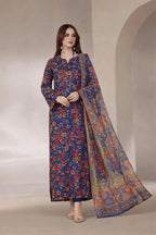Premium Digital Printed Lawn 3-Piece Suit - Royal Blue