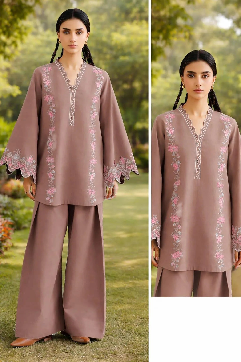 Luxury Beige Embroidered Lawn - 2 Piece Unstitched