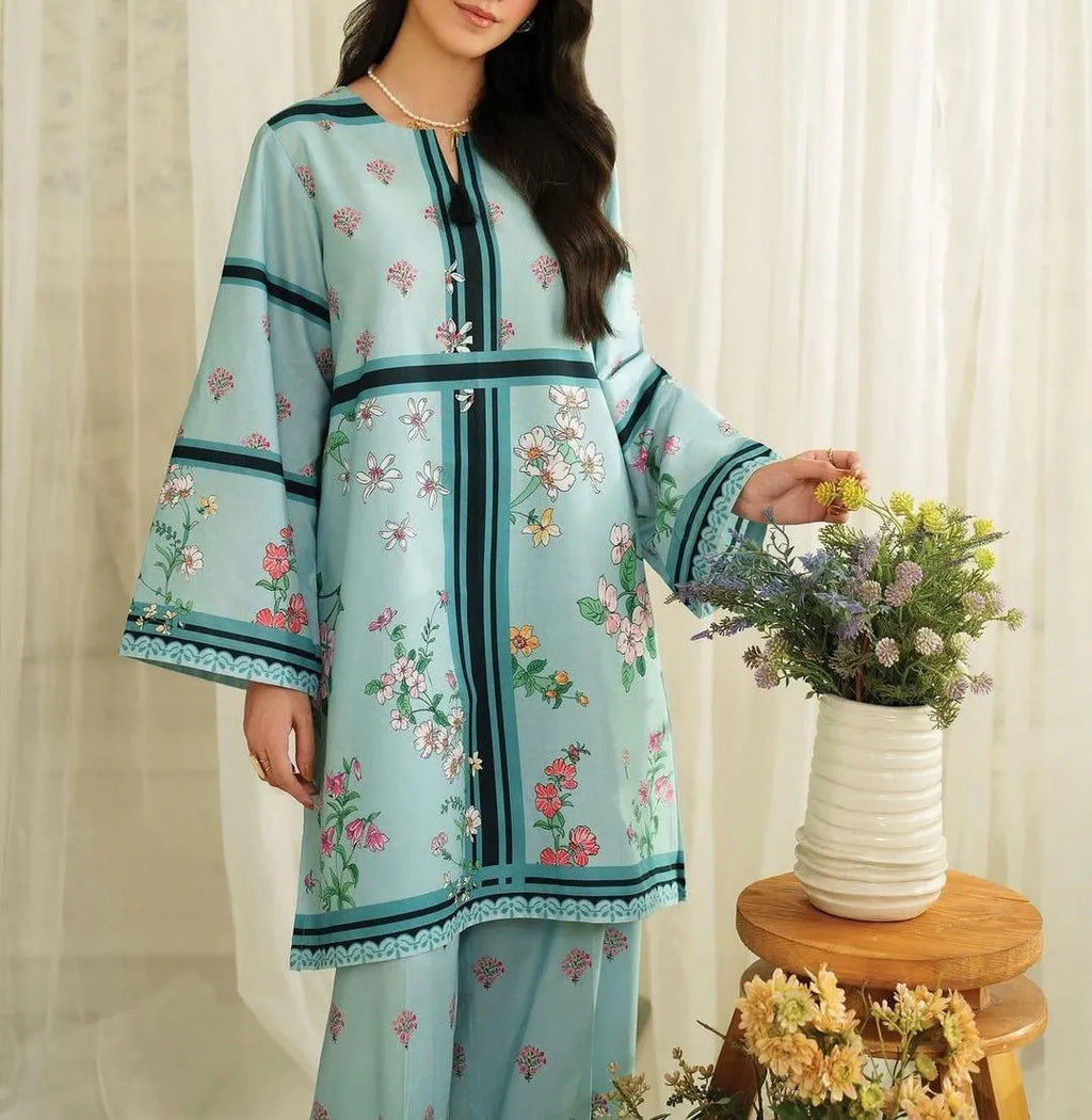 Premium Printed Grip 2-Piece Co-ord Set - Sky Blue