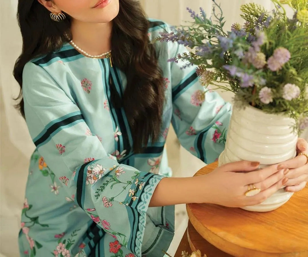 Premium Printed Grip 2-Piece Co-ord Set - Sky Blue