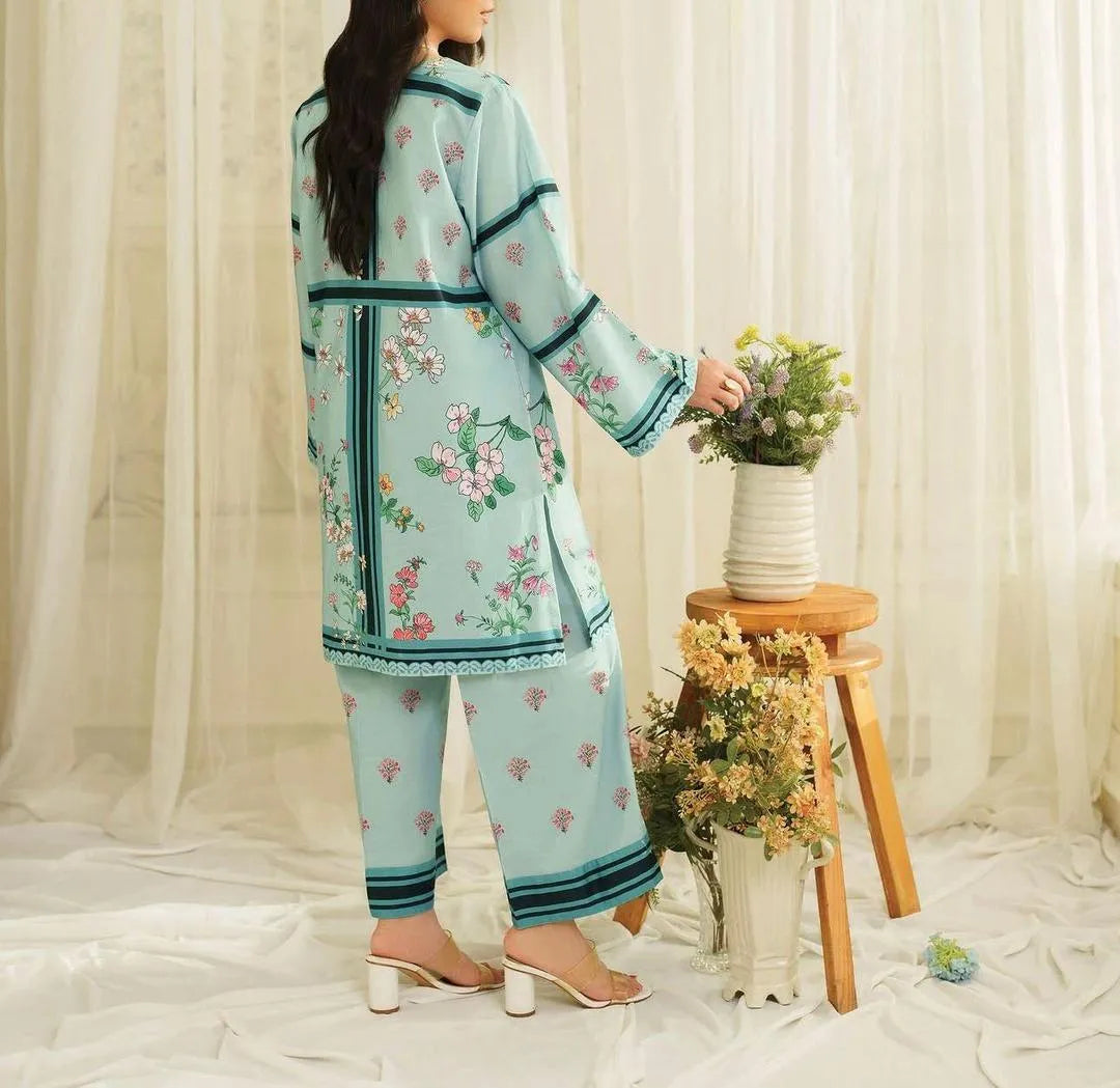 Premium Printed Grip 2-Piece Co-ord Set - Sky Blue