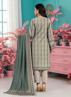 Premium Printed Dobby Lawn 3-Piece Suit - Sage & Off-White