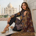 Signature Embroidered Festive Lawn 3-Piece Suit with Cut-Work Dupatta - Royal Black
