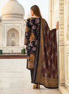 Signature Embroidered Festive Lawn 3-Piece Suit with Cut-Work Dupatta - Royal Black