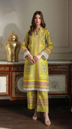Lime Geometric Mosaic Printed Lawn 2-Piece Co-ord Set