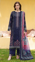 Signature Embroidered Lawn 3-Piece Suite - Regal Indigo & Mauve