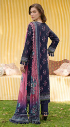 Signature Embroidered Lawn 3-Piece Suite - Regal Indigo & Mauve