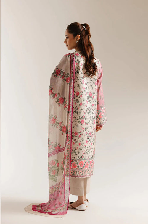 Blush Meadow Printed Lawn 3-Piece Suit - Cream & Pink