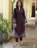 Premium Embroidered Lawn 2-Piece Suit - Deep Plum