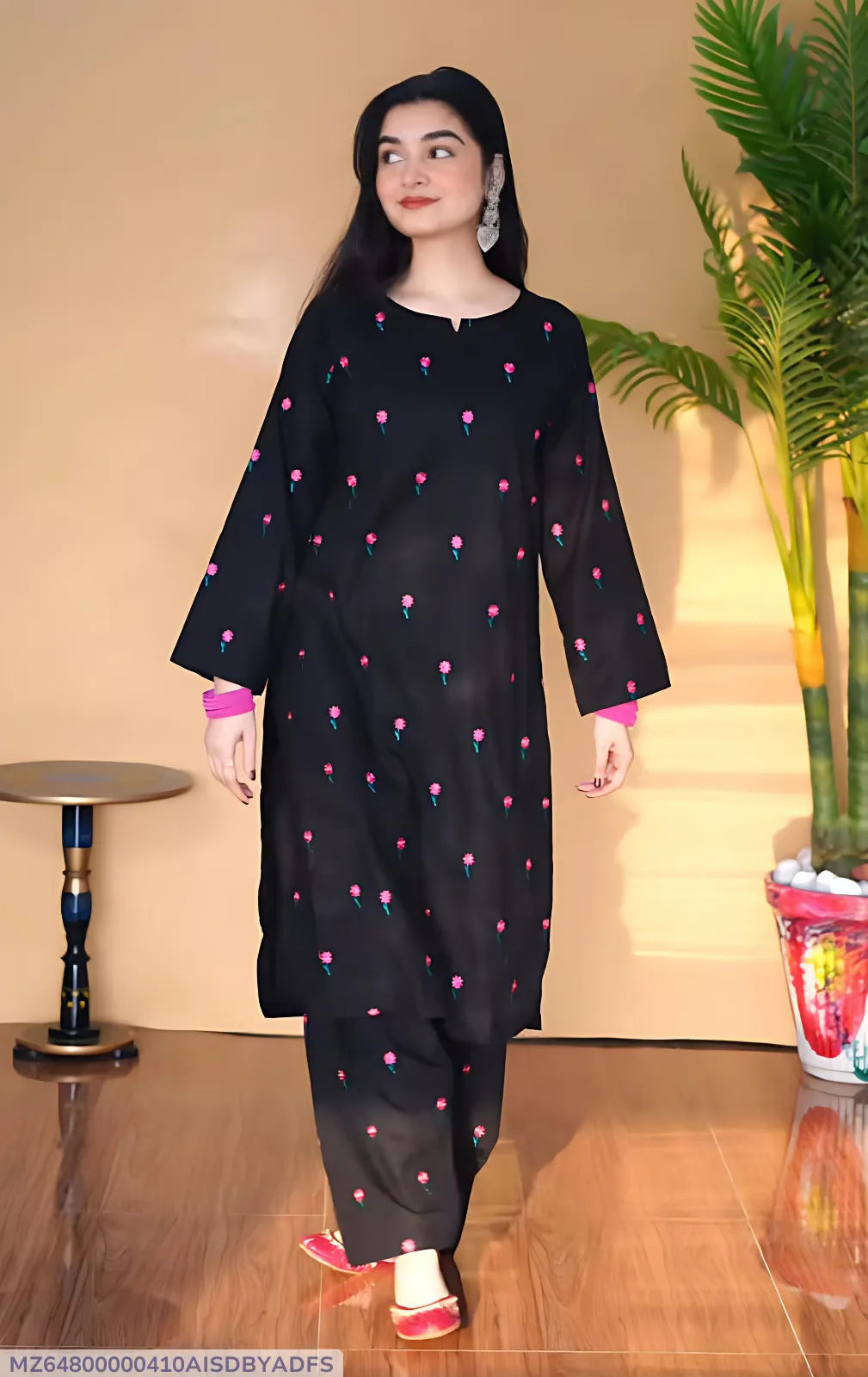 Elegant Black 2-Piece Embroidered Lawn Suit