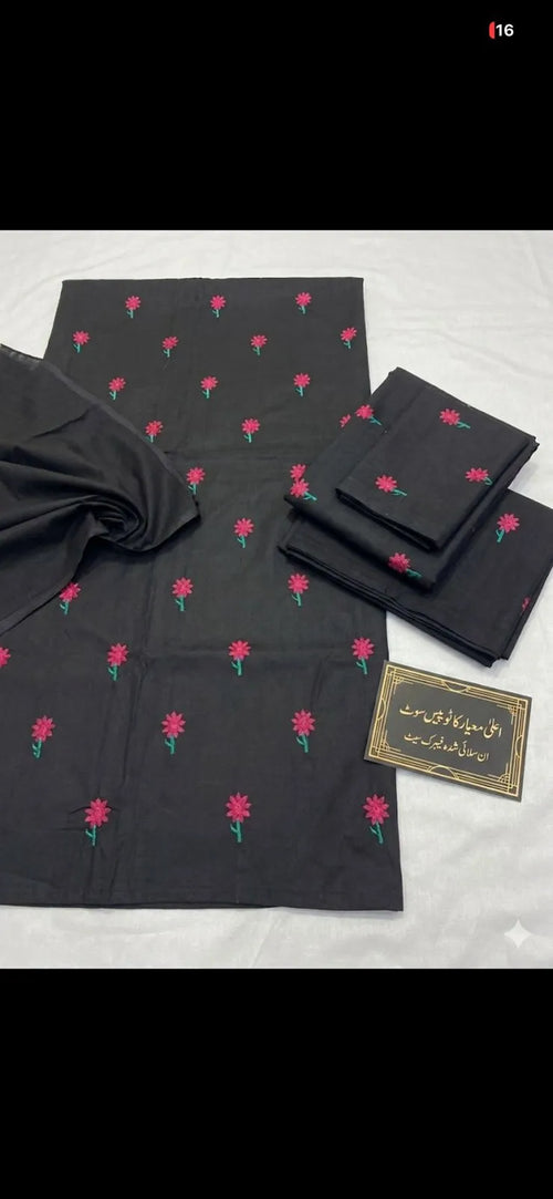 Elegant Black 2-Piece Embroidered Lawn Suit