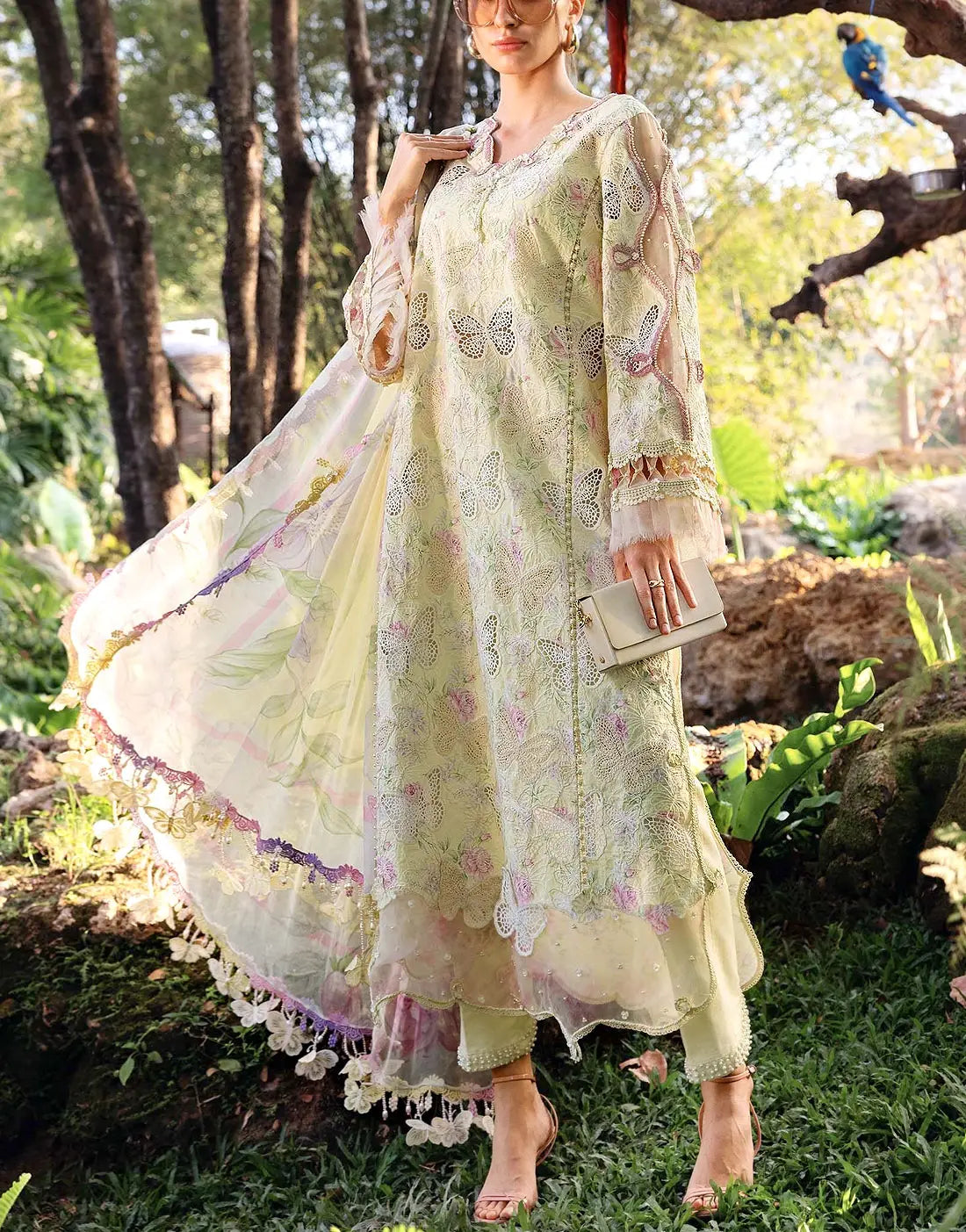 Luxury Schiffli Embroidered Butterfly Lawn Dress 2026 with Emb. Chiffon Dupatta