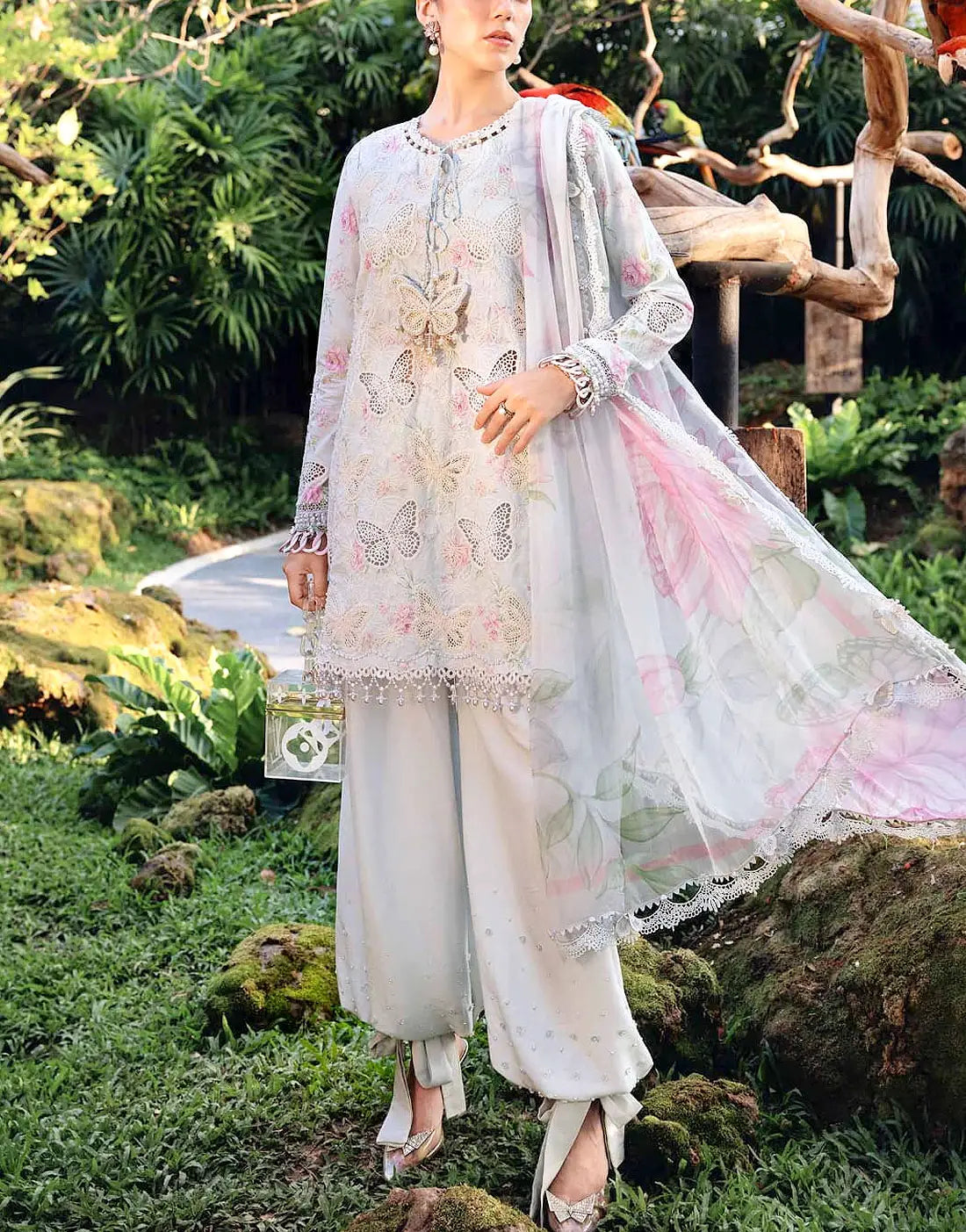 Luxury Schiffli Embroidered Butterfly Lawn Dress 2026 with Emb. Chiffon Dupatta